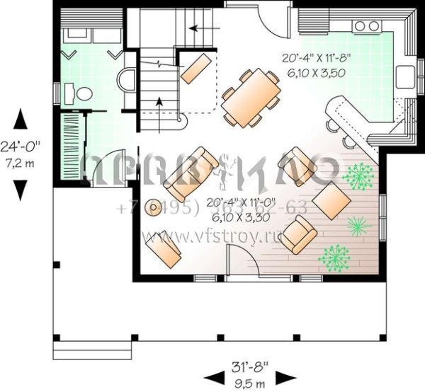 Проект двухэтажного дома без гаража в стиле Ранчо S5-120 (034-00921)