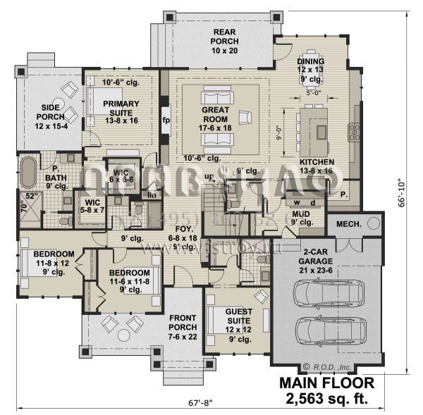 Проект одноэтажного дома с гаражом на две машины в современном стиле S5-238 (098-00396)