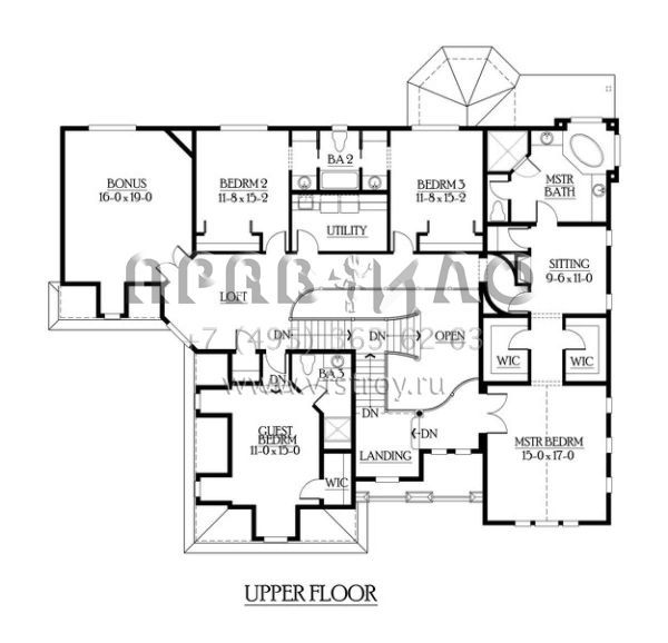 Проект двухэтажного дома с гаражом на три и более машин в стиле Ранчо S5-569 (341-00268)