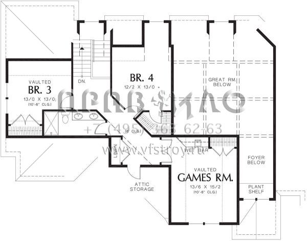 Проект двухэтажного дома с гаражом на три и более машин в американском стиле S5-362 (2559-00521)