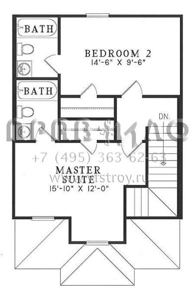 Проект двухэтажного дома без гаража в стиле Ранчо S5-91 (110-00349)