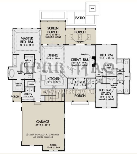 Проект одноэтажного дома с гаражом на две машины в американском стиле S5-211 (2865-00216)