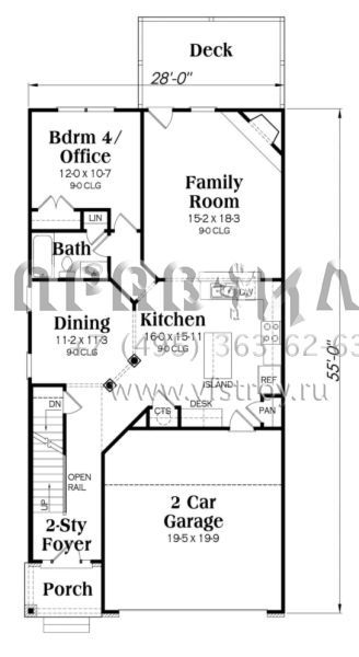 Проект двухэтажного дома с гаражом на две машины в американском стиле S5-202 (009-00126)