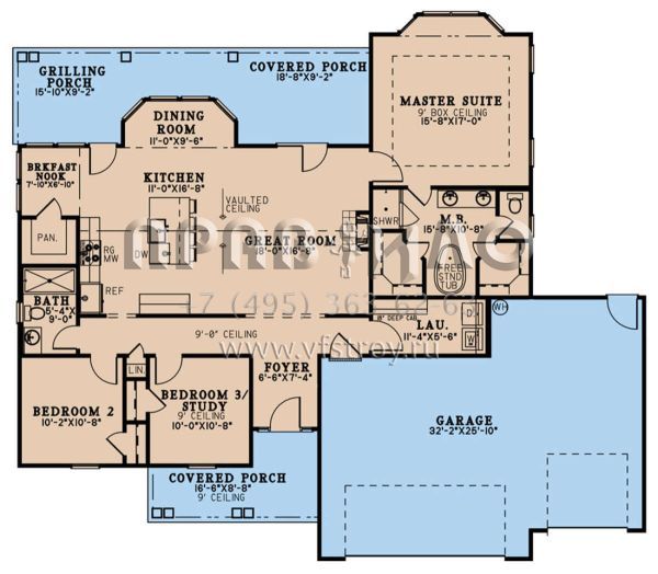 Проект одноэтажного дома с гаражом на три и более машин в современном стиле S5-152 (8318-00290)