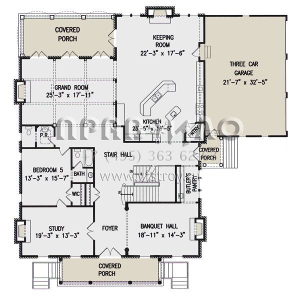Проект двухэтажного дома с гаражом на три и более машин в стиле Особняк S5-529 (699-00275)