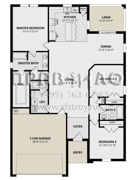 Проект одноэтажного дома с гаражом на две машины в стиле Ранчо S5-156 (3978-00282)