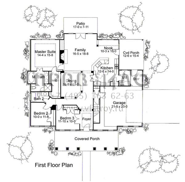 Проект одноэтажного дома с гаражом на две машины в стиле Ранчо S5-173 (9401-00045)