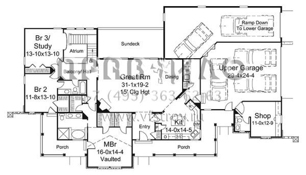 Проект одноэтажного дома с гаражом на три и более машин в стиле Ранчо S5-246 (5633-00306)