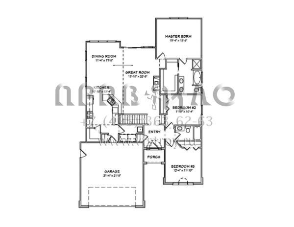 Проект одноэтажного дома с гаражом на две машины в английском стиле S5-158 (849-00046)