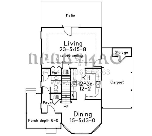 Проект двухэтажного дома с гаражом на одну машину в стиле Ранчо S5-169 (5633-00352)