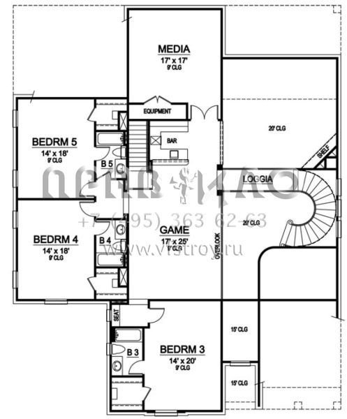 Проект двухэтажного дома с гаражом на три и более машин в английском стиле S5-492 (5445-00179)
