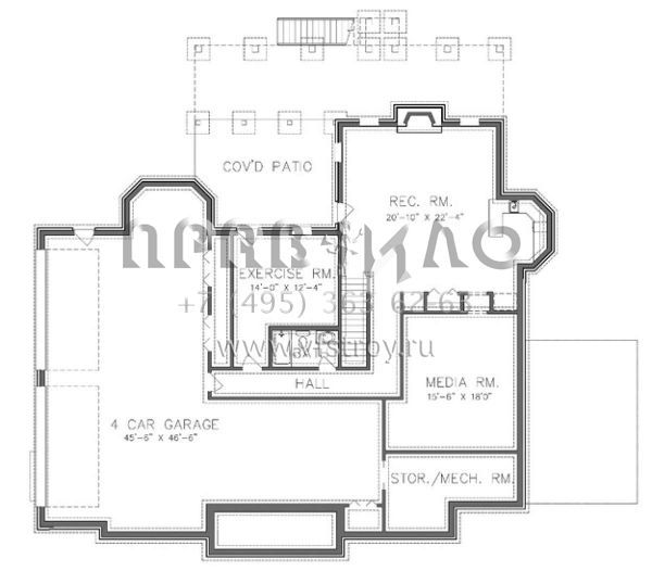 Проект двухэтажного дома с гаражом на три и более машин в стиле Особняк S5-443 (6819-00013)