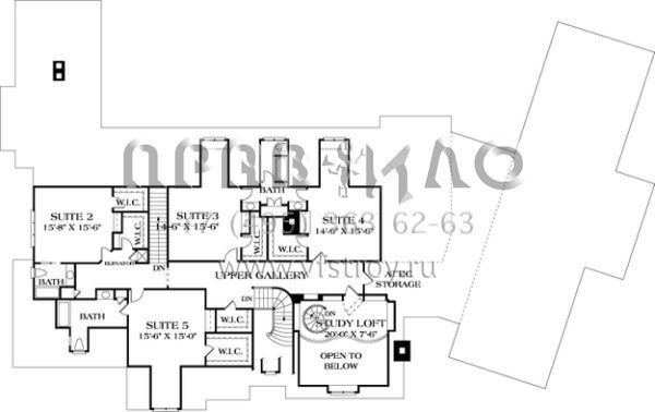 Проект двухэтажного дома с гаражом на три и более машин в стиле Ранчо S5-893 (3323-00535)