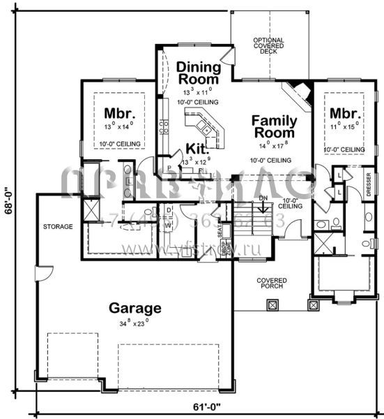 Проект одноэтажного дома с гаражом на три и более машин в американском стиле S5-172 (402-01483)