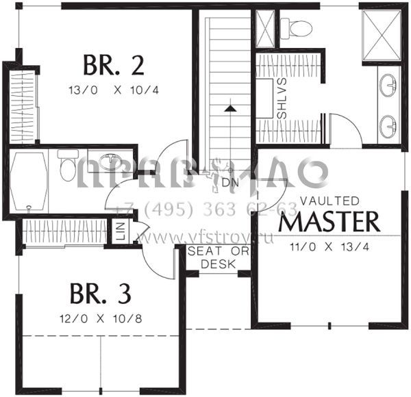 Проект двухэтажного дома с гаражом на одну машину в стиле Ранчо S5-154 (2559-00031)