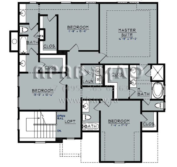 Проект двухэтажного дома с гаражом на две машины в стиле Ранчо S5-247 (3418-00013)