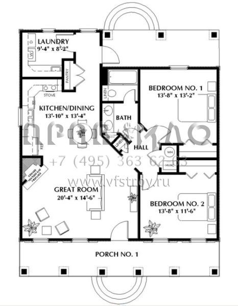 Проект одноэтажного дома без гаража в современном стиле S5-102 (1776-00005)