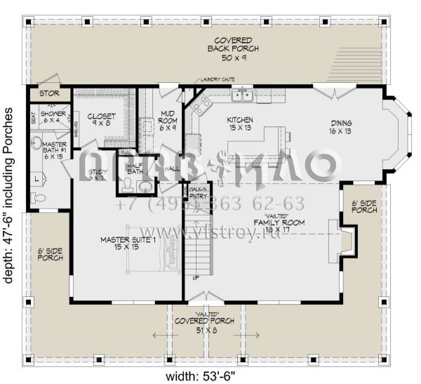 Проект двухэтажного дома без гаража в стиле Ранчо S5-209 (940-00241)