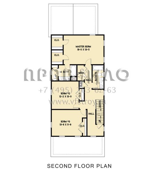 Проект трехэтажного дома с гаражом на одну машину в стиле Ранчо S5-235 (4351-00044)