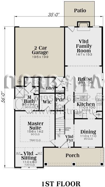 Проект двухэтажного дома с гаражом на две машины в стиле Ранчо S5-209 (009-00108)