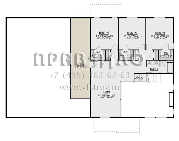 Проект двухэтажного дома с гаражом на три и более машин в стиле БарнХаус S5-332 (5032-00100)