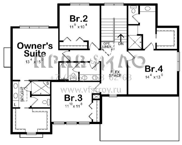 Проект двухэтажного дома с гаражом на две машины в стиле Ранчо S5-235 (402-01464)