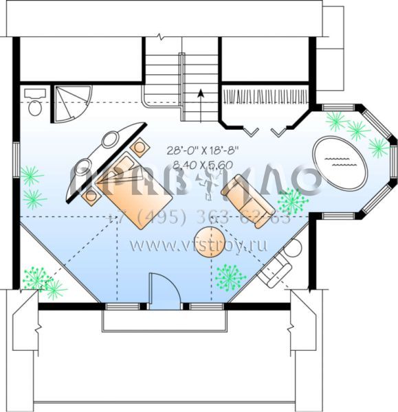 Проект двухэтажного дома без гаража в современном стиле S5-177 (034-00138)