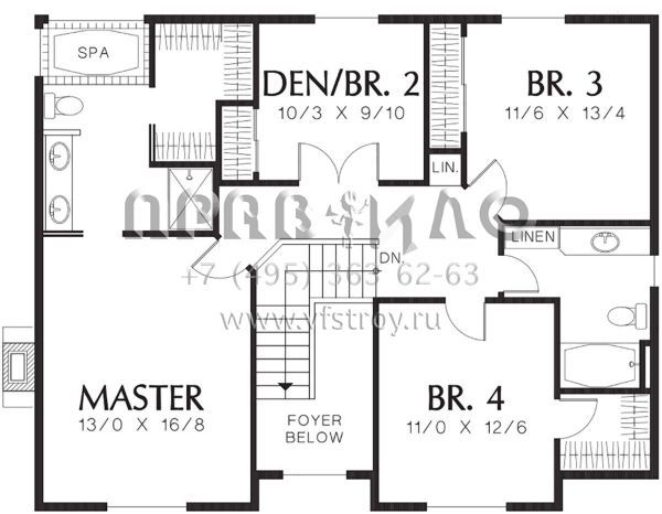 Проект двухэтажного дома с гаражом на две машины в стиле Ранчо S5-196 (2559-00440)
