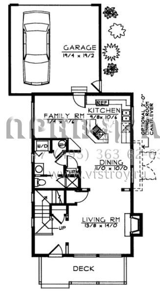 Проект двухэтажного дома с гаражом на две машины в американском стиле S5-147 (692-00094)