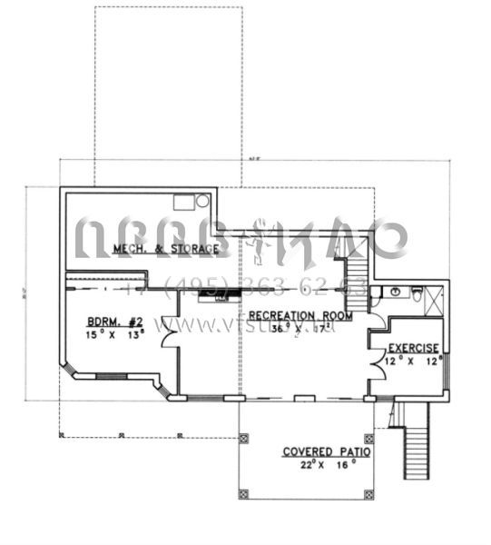 Проект одноэтажного дома с гаражом на две машины в стиле Ранчо S5-351 (039-00187)