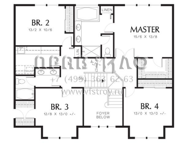 Проект двухэтажного дома с гаражом на три и более машин в стиле Ранчо S5-247 (2559-00340)
