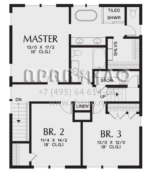 Проект двухэтажного дома без гаража в американском стиле S5-212 (2559-00870)