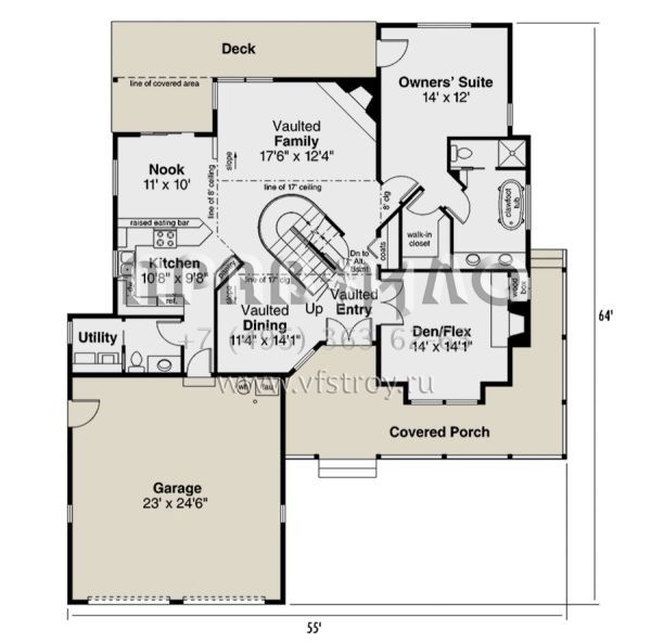 Проект двухэтажного дома с гаражом на две машины в современном стиле S5-196 (035-01056)
