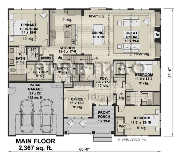 Проект одноэтажного дома с гаражом на две машины в американском стиле S5-220 (098-00399)