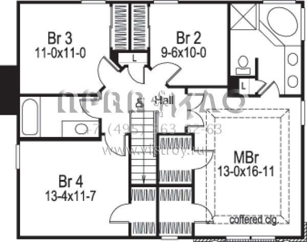 Проект двухэтажного дома с гаражом на две машины в стиле Ранчо S5-190 (5633-00140)
