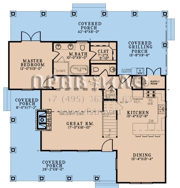 Проект двухэтажного дома без гаража в современном стиле S5-141 (8318-00319)