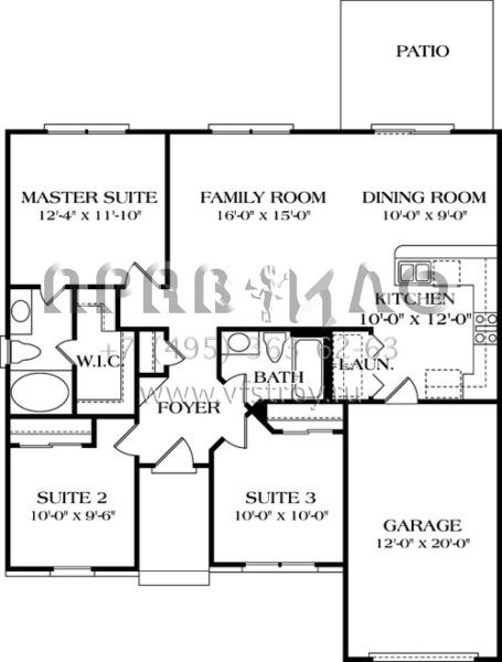 Проект одноэтажного дома с гаражом на одну машину в стиле Ранчо S5-107 (3323-00003)