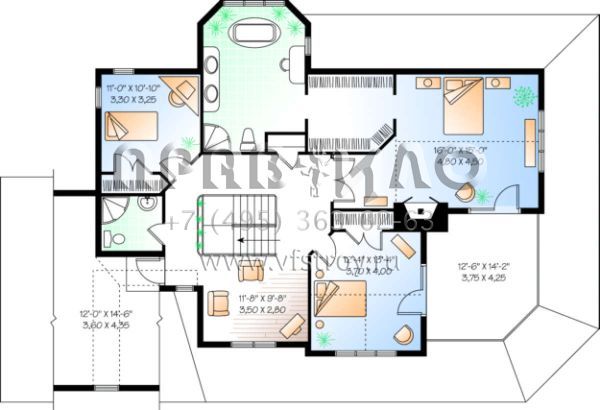 Проект двухэтажного дома с гаражом на две машины в стиле Ранчо S5-250 (034-00144)