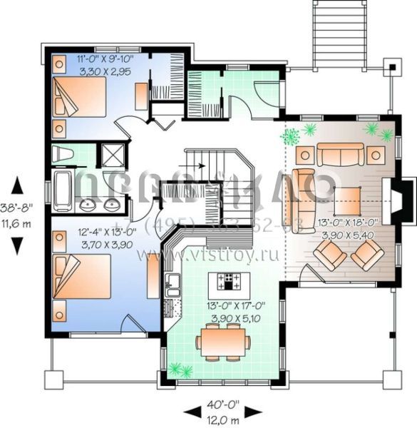 Проект двухэтажного дома с гаражом на одну машину в современном стиле S5-199 (034-00887)
