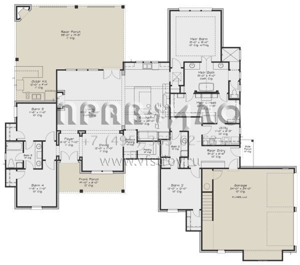 Проект одноэтажного дома с гаражом на две машины в английском стиле S5-241 (2880-00007)
