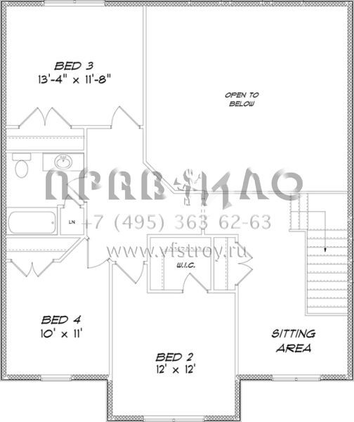 Проект двухэтажного дома с гаражом на три и более машин в стиле Ранчо S5-269 (5678-00007)