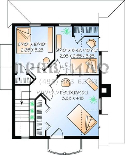 Проект двухэтажного дома без гаража в стиле Ранчо S5-100 (034-00943)