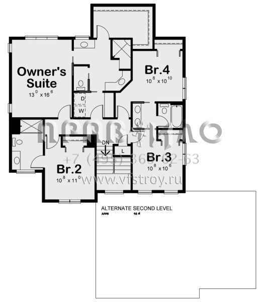 Проект двухэтажного дома с гаражом на три и более машин в стиле Райт S5-306 (402-01594)