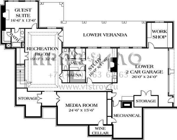 Проект трехэтажного дома с гаражом на три и более машин в современном стиле S5-950 (3323-00552)