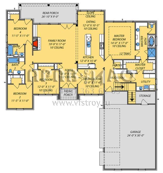 Проект одноэтажного дома с гаражом на три и более машин в современном стиле S5-223 (9279-00017)