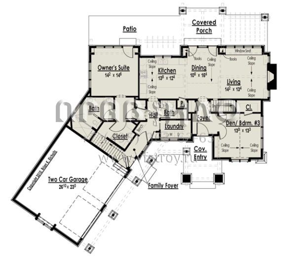 Проект двухэтажного дома с гаражом на две машины в стиле Шале S5-197 (7806-00012)