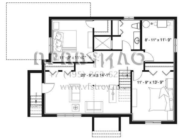 Проект одноэтажного дома без гаража в скандинавском стиле S5-198 (034-01132)