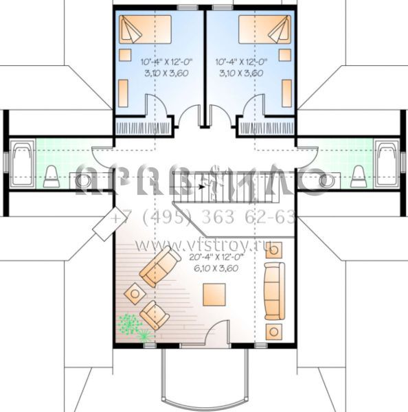 Проект двухэтажного дома без гаража в стиле Ранчо S5-222 (034-00100)