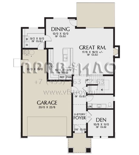 Проект двухэтажного дома с гаражом на две машины в стиле Райт S5-237 (2559-00824)