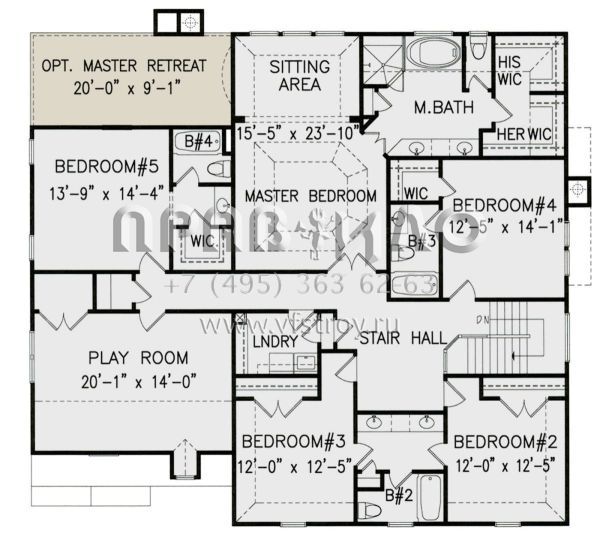 Проект двухэтажного дома с гаражом на три и более машин в стиле Ранчо S5-388 (699-00224)